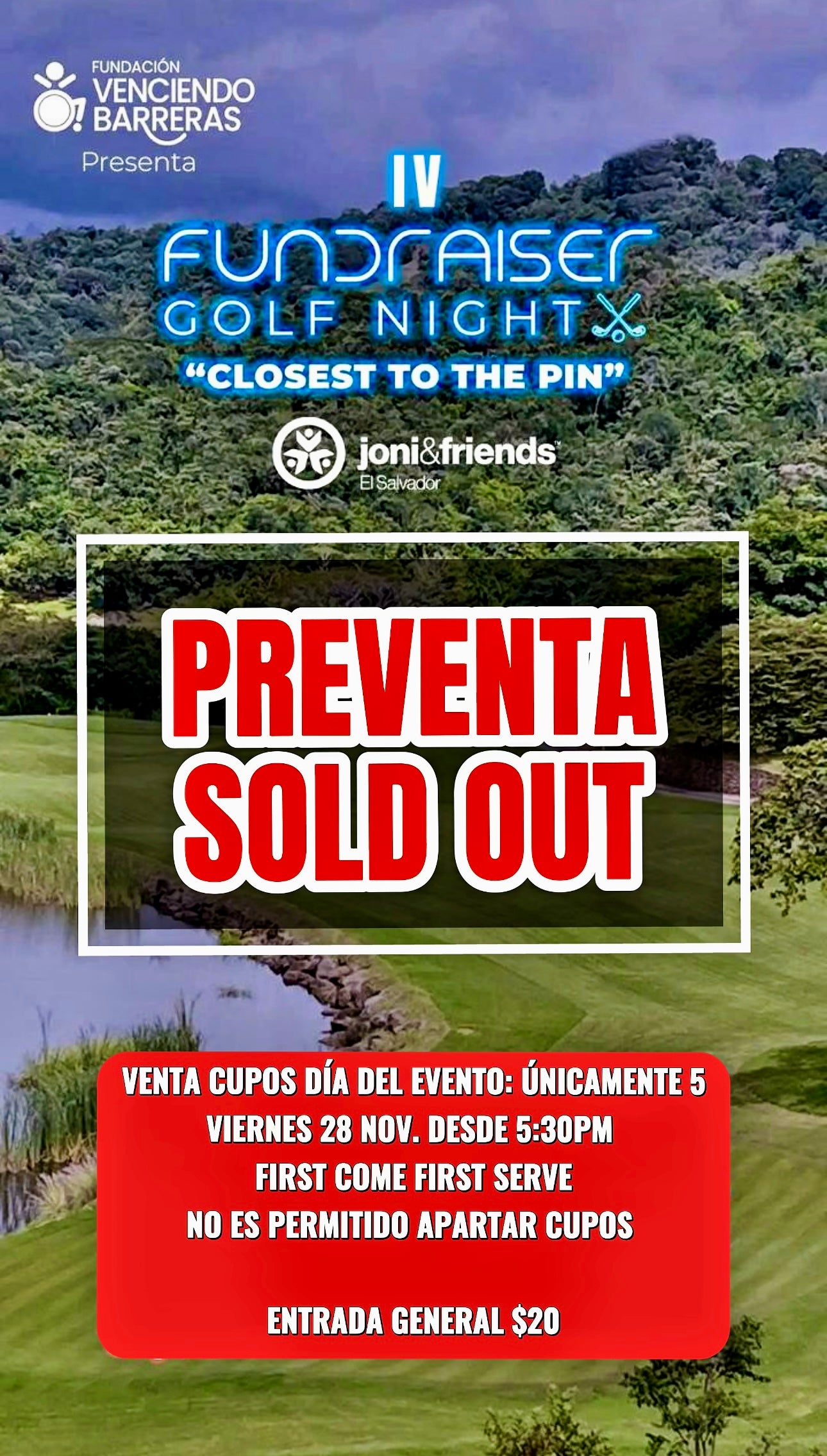 GOLF NIGHT-INSCRIPCIÓN                                         •Preventa ⚠️ SOLD OUT      •Cupos Disponibles Día del evento: únicamente 5, a ser adquiridos en el Lugar a Precio Regular desde las 5:30pm    •Favor leer información del  evento 👇🏻